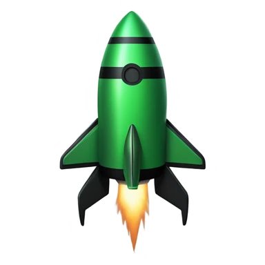 green and black rocket ship sticker