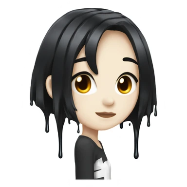 white paint dripping over an anime girl with black hair sticker