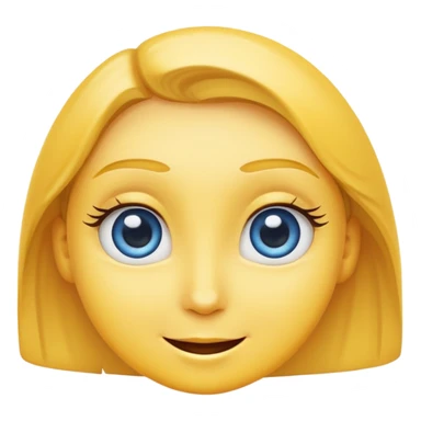 yellow emoji, big blue eyes, gentle smile, with expressive eyebrows and eyelashes sticker