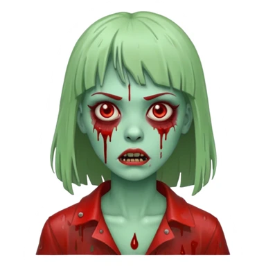 Zunbi na chuva cabelo de franjinha pele verde sangrenta mulher  sticker