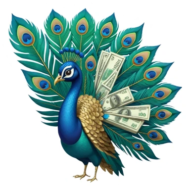 Peacock feather and money sticker