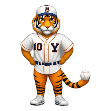 Tigre con camiseta de beisbol y la letra L sticker