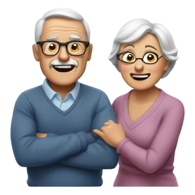 A couple is seniors fighting but loving eatch other and he uses glasses  sticker