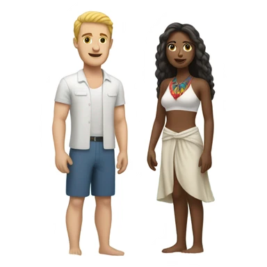 White man and Peruvian woman at the beach sticker