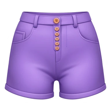 A 3D cartoon lavender-purple high-waist shorts with visible seams and buttons, soft shading, isolated plain background, Memoji-style. sticker