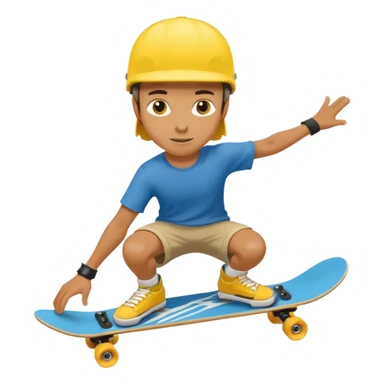 skater with skateboard and yellow helmet sticker