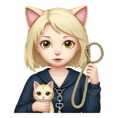 cat girl holding noose sticker