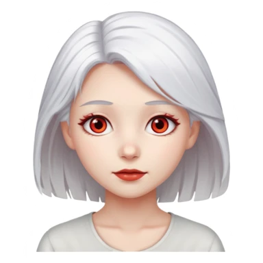 a girl with white hair and bright red eyes sticker