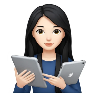 ESTUDIANTE CON IPAD mujer cabello largo sticker