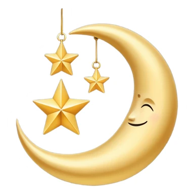 Star and Crescent emoji with black background and no face only star and crescent. sticker