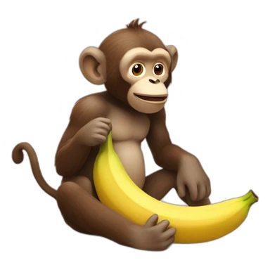 Un singe qui mange une banane sticker