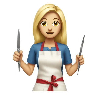blonde girl with scissors in an apron sticker
