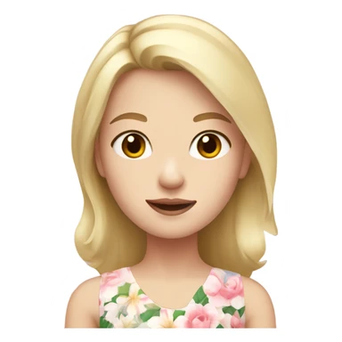A blond girl with brown eyes and pale skin in a flower dress  sticker