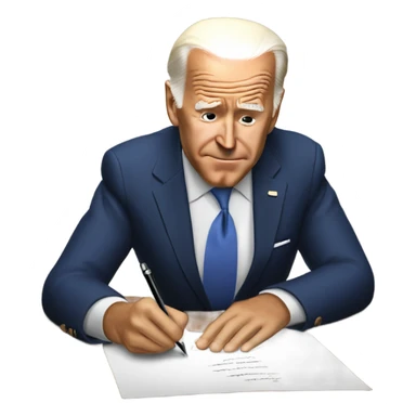 Joe Biden writing a letter sticker