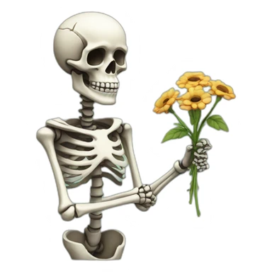 Skelton holding flower  sticker