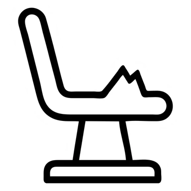 abstract broken sports seat, minimal white outline, modern, inspired by Airbnb category icons sticker