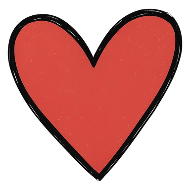 Make the heart red while keeping the hand drawn black outline style with a white clean background. sticker
