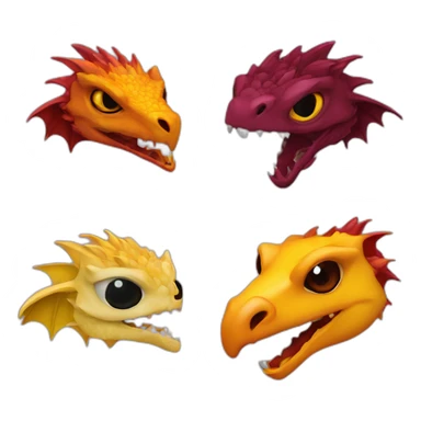 burgundy dragon with an eye yelllow another burgundy and an oriole sticker