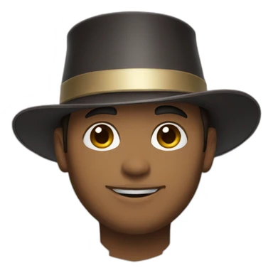 magician with side bangs, short and brown hair with magician hat sticker