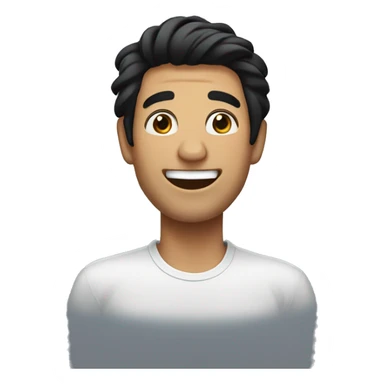 laught man black hair sticker