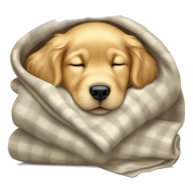 golden retriever puppy sleeping with a blanket sticker