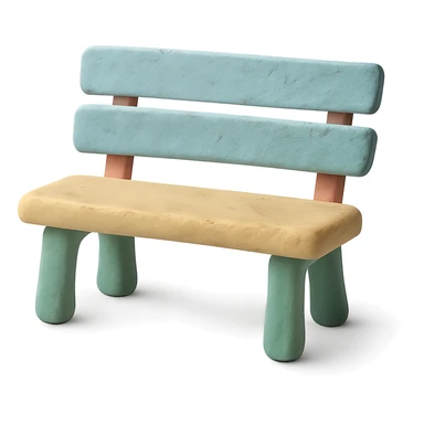 bench with pastel colors and visible texture in claymation style sticker
