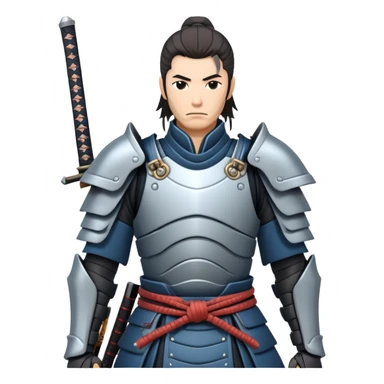 male tech nomad samurai with cybernetic armor and katana sticker