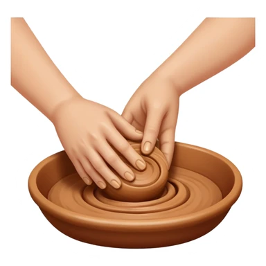 Hands kneading pottery clay sticker