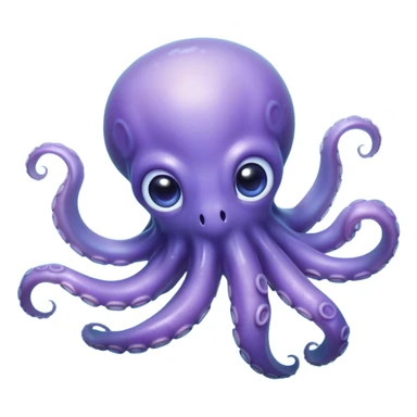 Cinematic Noble Baby Octopus Portrait Emoji, Poised and graceful, with a soft, rounded, slightly translucent body in a dreamy light blue-purple hue, large, glistening eyes full of quiet intelligence and mystery, delicate, flowing tentacles curling gently, Simplified yet sophisticated features, highly detailed, glowing with a soft, ethereal oceanic radiance, high shine, elegant and serene, stylized with an air of deep-sea wonder, focused and tranquil, soft glowing outline, capturing the essence of an otherworldly, intelligent little cephalopod, floating effortlessly in the gentle ocean currents! sticker