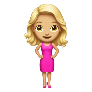 Blond girl in Hot pink dress with heels sticker