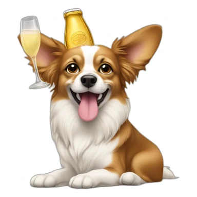 papilion dog with champain sticker