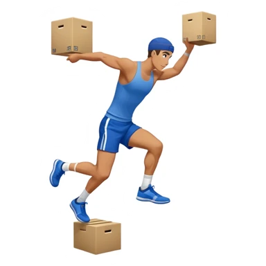 man in blue shorts box-jump exercise side-view sticker