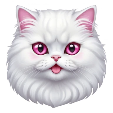 A white Persian Cat with Exaggerated Sparkling pink eyes as a sign of extreme excitement and happiness  sticker