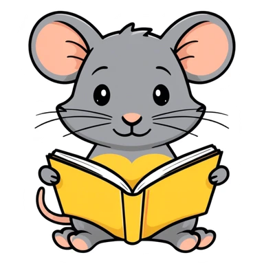 Black rat writing in a small book sticker