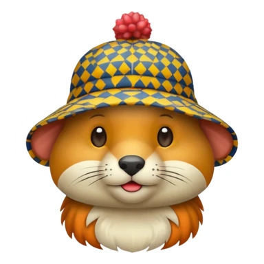 animal wearing patterned hat  sticker