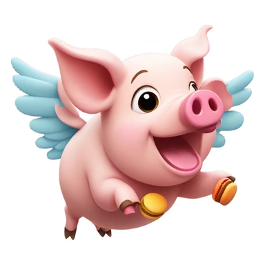 Flying pig eating macaroons  sticker