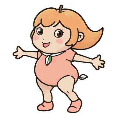 A peach with hands and legs  sticker