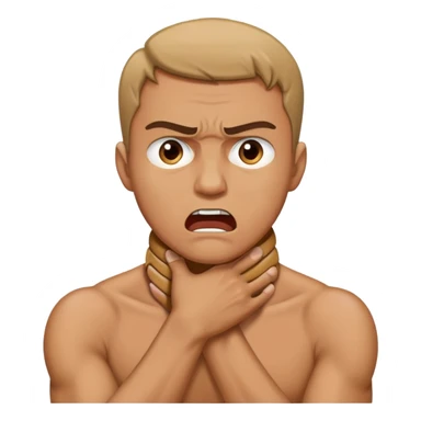 man holding neck chocking himself angrly sticker