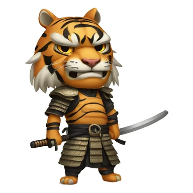 Tiger with evil face  samurai sticker