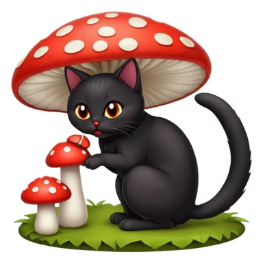 Black cat eating Mario mushroom sticker