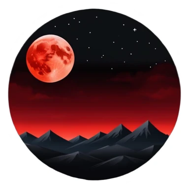 Edgy Black night sky with big Red crimson-moon Aesthetic Scenery sticker