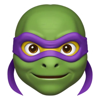 Donatello from Teenage Mutant Ninja Turtles, emoji style, head only, cute minimalistic style sticker