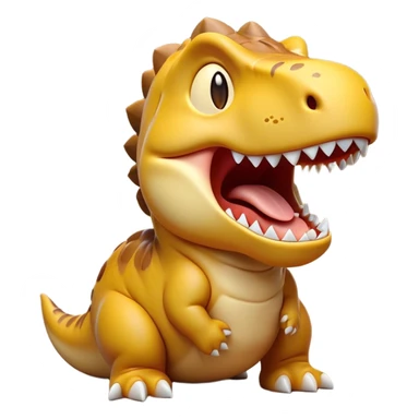 Cinematic Cute Yawning T-rex Portrait Emoji, Head tilted slightly with a dramatic, wide-open yawn, showcasing a robust, muscular form with a slightly open mouth revealing powerful jaws and sleepy, half-closed eyes, Simplified yet irresistibly adorable features, highly detailed, glowing with a soft, cozy prehistoric glow, high shine, relaxed yet expressive, stylized with a hint of whimsical ancient ease, soft glowing outline, capturing the essence of a drowsy yet affectionate T-rex that appears ready to stretch and yawn its way out of the screen! sticker