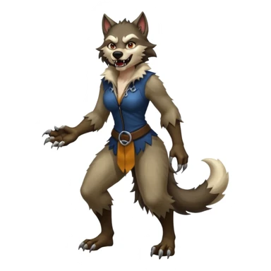 Female werewolf full body sticker