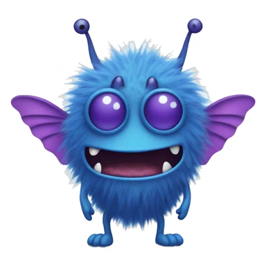 Fuzzy blue with purple polka dots monster with fly wings sticker