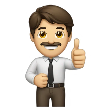 the brunette man shows a thumbs up sticker