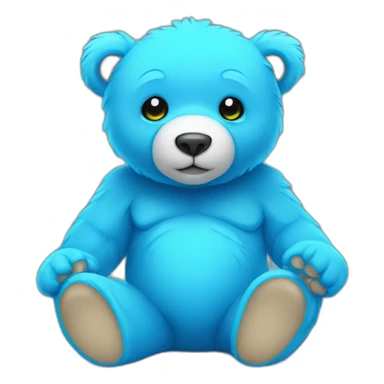 little blue neon bear sitting illustration sticker