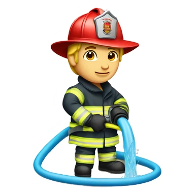 fire fighter holding water hose sticker