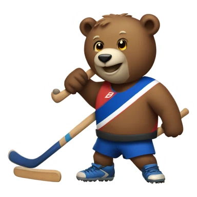 Bear doing fieldhockey sticker