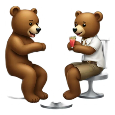 two bears drinking a cocktail metal table sticker